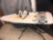 Ironing Board w/ Cat Design & (2) Electric Irons.