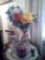 (2)Miniature Ceramic Floral Vases, Decorative Glass Candle Holder, Glass Candle Holder w/ Scented
