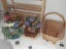 (5) wicker baskets (1) ceramic flower pot and fake flowers
