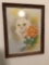 (9) framed assorted floral prints (1) decorative plate (1) bouquet of flowers