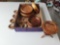 (6) wooden candle holders (9) decorative miniature scenes