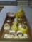 (8) floral print porcelain items (1) porcelain 50th birthday candle holder
