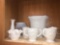 (6) Assorted Milk Glass Dishes & Pearlecent Hobnail Pitcher