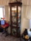 Walnut & Beveled Curved Glass Mirrored Back Illuminated China Cabinet