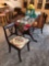Mahogany Drop Leaf Dining Table w/ 3 Leaves & Watertown Slide and (4) Upholstered Seat Dining Chairs