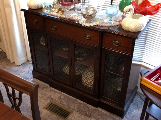 Mahogany Glass Front Side Board