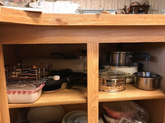 Contents of Top Shelf of Bottom Kitchen Cabinet