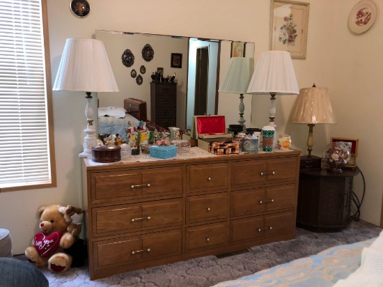 Solid Hard Mountain Ash By LA Period Furn. Co. Mirror Back Vanity & (2) Night Stands