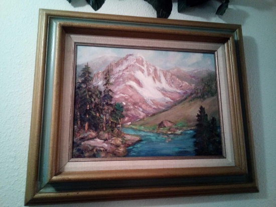 (1) Famed Oil Painting (2) Framed Bird Prints