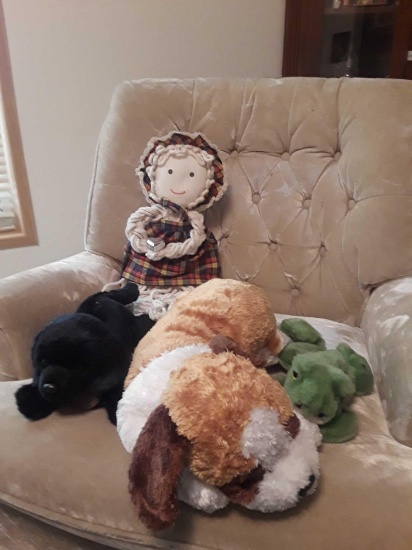 (3) Stuffed Animals (1) Handmade Doll