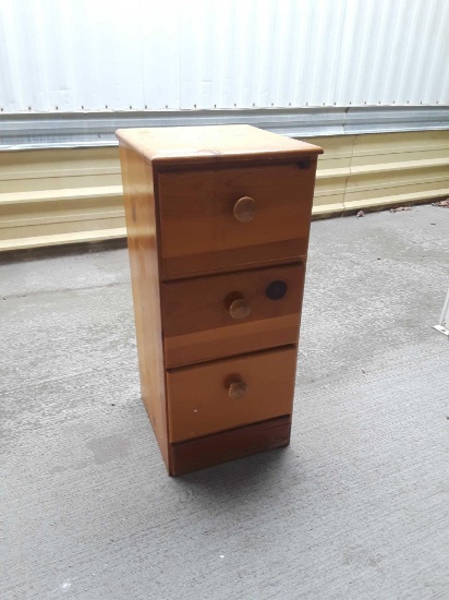3 drawer night stand and contents