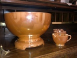 14 piece Marigold Glass Punch Bowl Set