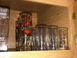 (6) Pheasant Hunting Drinking Glasses, (7) S Monogrammed Juice Glasses