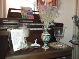 (1) Anemone Hand Painted BH Vase (1) Clear Glass Vase (1) Decorative Glass Candle Holder (1) Dove