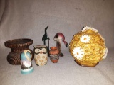 (1) Ceramic Hand Painted Bell (1) Ceramic Owl Bell (1) Miniature Western Germany Vase (1) Ceramic