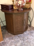 Hexagonal Round Top End Table w/ Cupboard