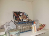 Sewing Supplies & Tin of Buttons