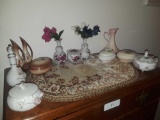 (12) assorted ceramic and porcelain items and (1) doily