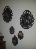 (5) Assorted framed floral print prints (2) framed victorian prints