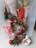 Plastic tote with christmas decoration contents