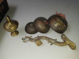 (1) oriental hanging chime (4) western bells (1) indian style incense burner