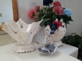 (2) plant holders (1) glass bowl with assorted matches