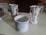 (2) decorative porcelain items (1) ceramic decorative item