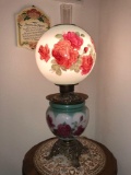 Hand Painted Rose Motif Globe Lamp