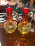 Pair of Kanawha Hand Crafted Krackle Glass Crouettes