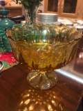 Amber Glass Decorative Pedastal Bowl