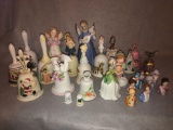 Assortment of Ceramic Bells, Thimbles, & Figurines