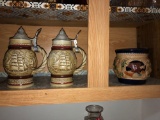 (2) Beer Steins & (1) Ceramic Planter