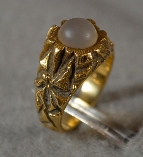 14K Gold Gentleman's Ring W/ Moonstone