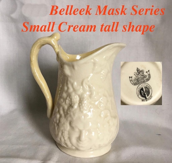 Belleek Mask Series Small Cream Tall Shape 3rd Black