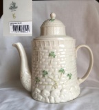 Belleek Shamrock Lighthouse Teapot 6th mark, 3rd green
