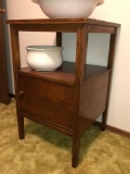 Oak Dry Sink/Wash Stand w/ Commode Cabinet