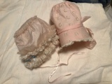 (2) Vintage Baby Bonnets w/ Embroidery & Lace