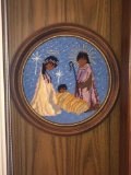 Framed Needlepoint Art Depicting Nativity Scene