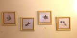 (4) Needle Point Framed Whimsical Insects 11