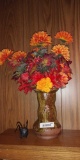 Handmade Ceramic Vase w/ Faux Flowers and Leaves (1) Hoenkraft Railroad Spike Folk Art Decoration