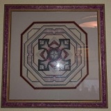 Framed Abstract Needlepoint Wall Hanging