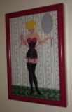 Framed Needlepoint Wall Hanging of Lady