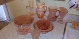 Pink Depression Glassware, Various Patterns