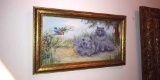 Cats & Songbird Framed Hermosa Tile Painting, Signed McCulloch '91