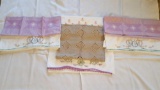 Hand Embroidered and Cross Stitch Pillow Cases w/ (1) Linen Embroidered Pillow Sham
