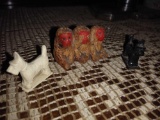 Miniature Figurines made in Japan. The Three Wise Monkeys (2) Scottish Terriers
