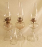 3 Kerosene Lamps w/ Extra Chimney