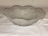 Frosted Glass Ground Base Fruit Motif Bowl