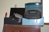 (4) Black & Decker Drill w/ Battery, Charger and Case, Craftsman Electric Drill & Metal Tool boxes.