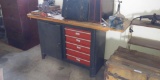 5 Drawer 1 Cupboard Workbench w/ Vice. Does Not Include Contents